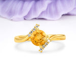 Unique Twisted 4 Prong Round Cut Citrine Engagement Ring - Additional view