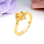 Unique Twisted 4 Prong Round Cut Citrine Engagement Ring - Additional view