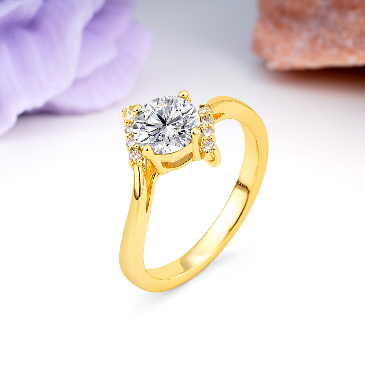 Unique Twisted 4 Prong Round Cut Lab Diamond Engagement Ring - Additional view
