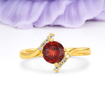 Unique Twisted 4 Prong Round Cut Garnet Engagement Ring - Additional view