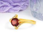 Unique Twisted 4 Prong Round Cut Garnet Engagement Ring - Additional view