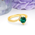 Unique Twisted 4 Prong Round Cut Emerald Engagement Ring - Additional view