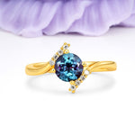 Unique Twisted 4 Prong Round Cut Alexandrite Engagement Ring - Additional view