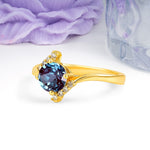 Unique Twisted 4 Prong Round Cut Alexandrite Engagement Ring - Additional view