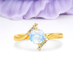 Unique Twisted 4 Prong Round Cut Moonstone Engagement Ring - Additional view