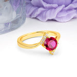Unique Twisted 4 Prong Round Cut Ruby Engagement Ring - Additional view