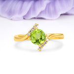 Unique Twisted 4 Prong Round Cut Peridot Engagement Ring - Additional view