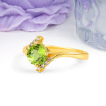 Unique Twisted 4 Prong Round Cut Peridot Engagement Ring - Additional view