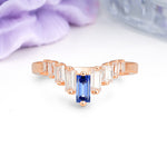 Elegant Soft Mountain Peak V Shape Graduated Emerald Cut Sapphire Wedding Ring - Additional view