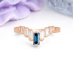 Elegant Soft Mountain Peak V Shape Graduated Emerald Cut Alexandrite Wedding Ring - Additional view