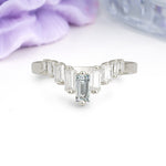 Elegant Soft Mountain Peak V Shape Graduated Emerald Cut Lab Diamond Wedding Ring - Additional view