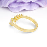 Elegant Soft Mountain Peak V Shape Graduated Emerald Cut Black Rutilated Quartz Wedding Ring - Additional view