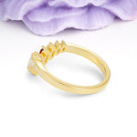 Elegant Soft Mountain Peak V Shape Graduated Emerald Cut Garnet Wedding Ring - Additional view