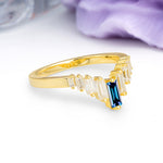 Elegant Soft Mountain Peak V Shape Graduated Emerald Cut Alexandrite Wedding Ring - Additional view