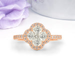 Unique Flower-Shaped 4-Prong Oval Cut Moissanite Engagement Ring - Additional view