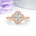 Unique Flower-Shaped 4-Prong Oval Cut Lab Diamond Engagement Ring - Additional view
