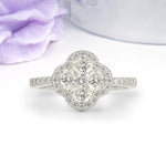 Unique Flower-Shaped 4-Prong Oval Cut Moissanite Engagement Ring - Additional view