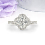 Unique Flower-Shaped 4-Prong Oval Cut Lab Diamond Engagement Ring - Additional view