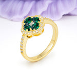 Unique Flower-Shaped 4-Prong Oval Cut Emerald Engagement Ring - Additional view