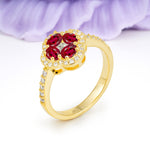 Unique Flower-Shaped 4-Prong Oval Cut Ruby Engagement Ring - Additional view