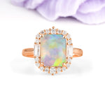 Unique & Classic 4-Prong Emerald Cut Fire Opal Engagement Ring - Additional view