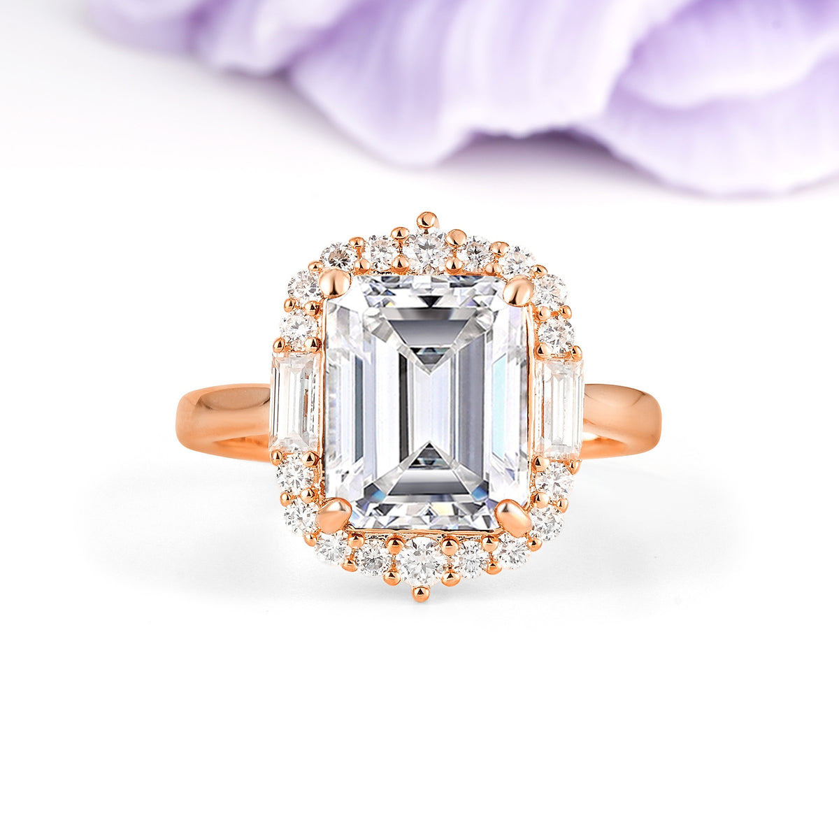 Unique & Classic 4-Prong Emerald Cut Lab Diamond Engagement Ring - Additional view