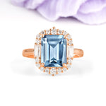 Unique & Classic 4-Prong Emerald Cut Aquamarine Engagement Ring - Additional view