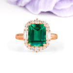 Unique & Classic 4-Prong Emerald Cut Emerald Engagement Ring - Additional view