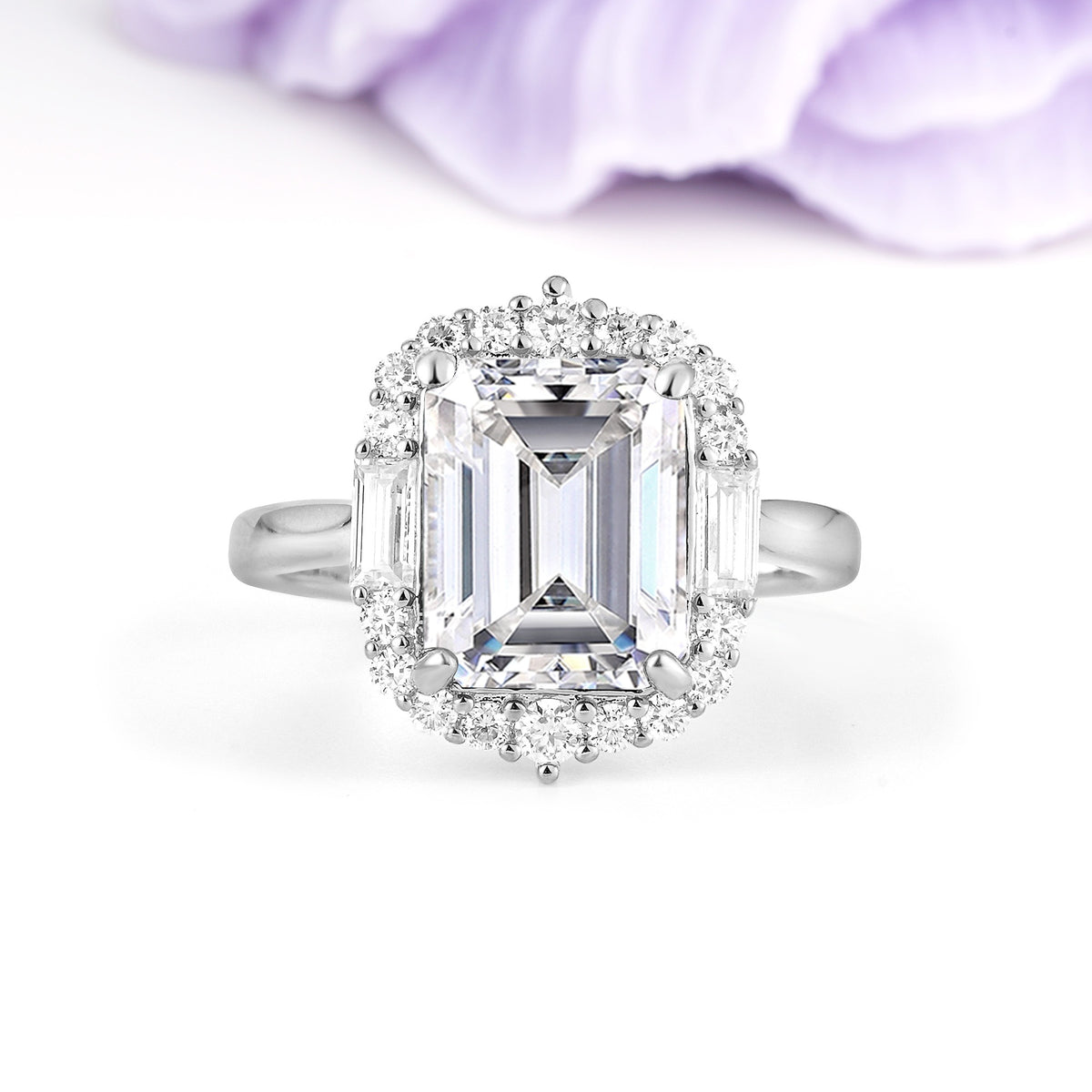 Unique & Classic 4-Prong Emerald Cut Lab Diamond Engagement Ring - Additional view