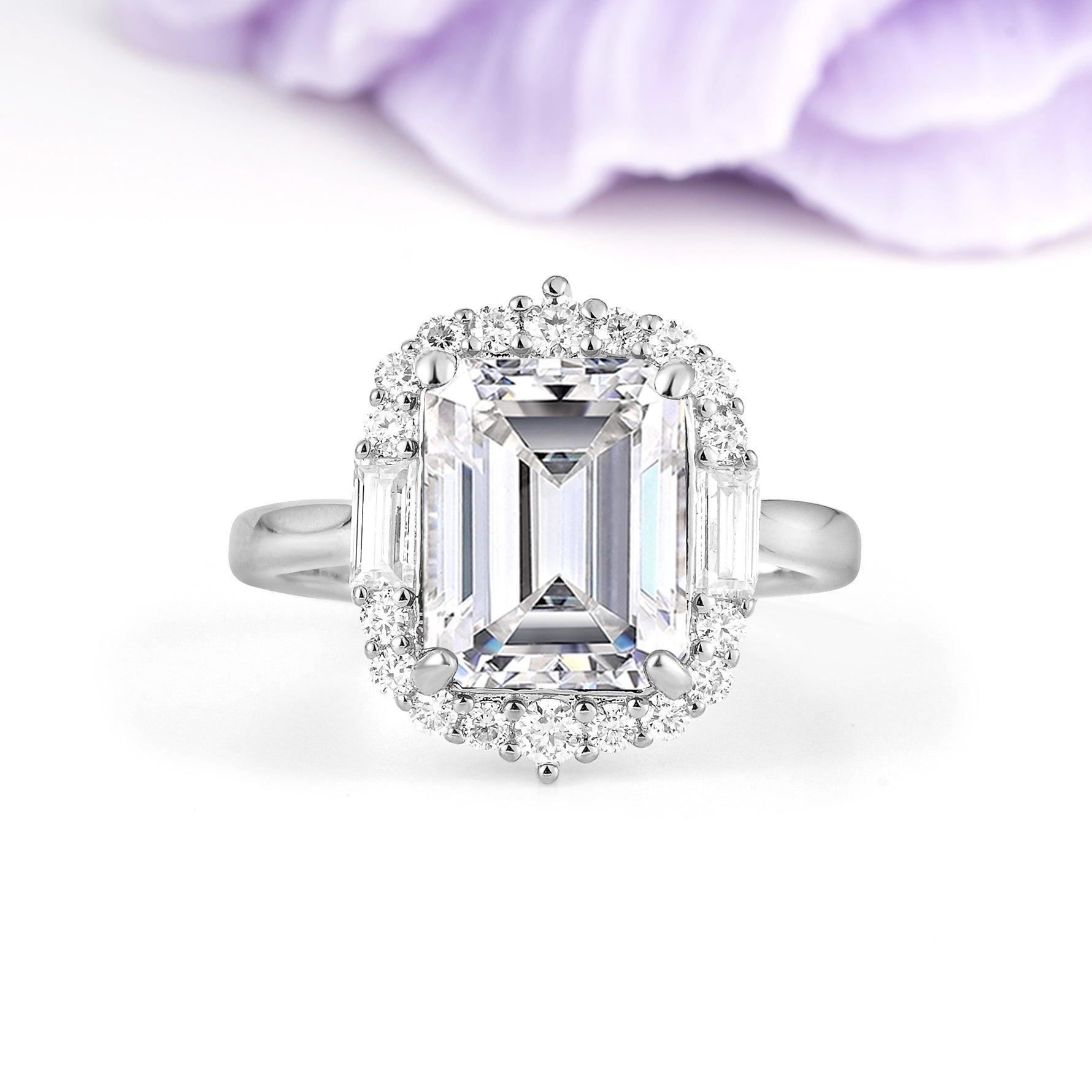 Unique & Classic 4-Prong Emerald Cut Lab Diamond Engagement Ring - Additional view