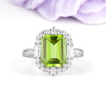 Unique & Classic 4-Prong Emerald Cut Peridot Engagement Ring - Additional view