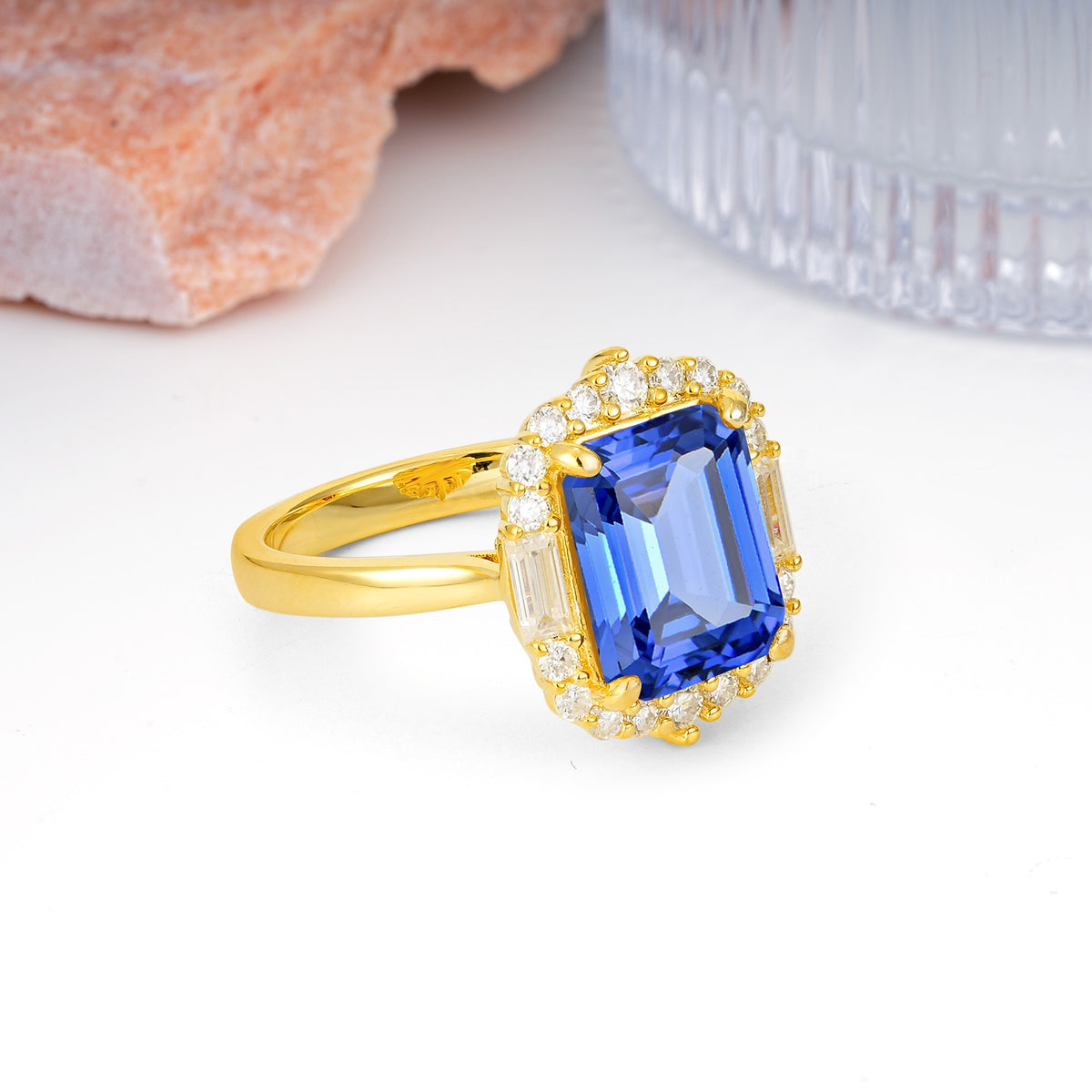 Unique & Classic 4-Prong Emerald Cut Sapphire Engagement Ring - Additional view