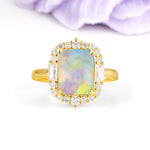 Unique & Classic 4-Prong Emerald Cut Fire Opal Engagement Ring - Additional view