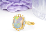 Unique & Classic 4-Prong Emerald Cut Fire Opal Engagement Ring - Additional view