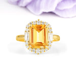 Unique & Classic 4-Prong Emerald Cut Citrine Engagement Ring - Additional view