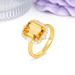 Unique & Classic 4-Prong Emerald Cut Citrine Engagement Ring - Additional view