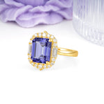 Unique & Classic 4-Prong Emerald Cut Tanzanite Engagement Ring - Additional view
