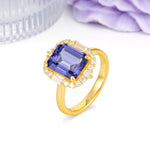 Unique & Classic 4-Prong Emerald Cut Tanzanite Engagement Ring - Additional view
