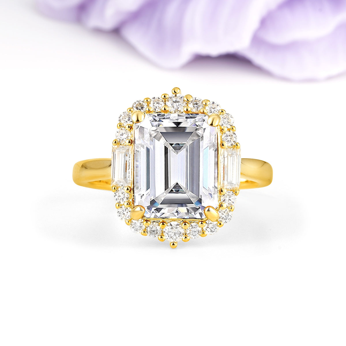 Unique & Classic 4-Prong Emerald Cut Lab Diamond Engagement Ring - Additional view
