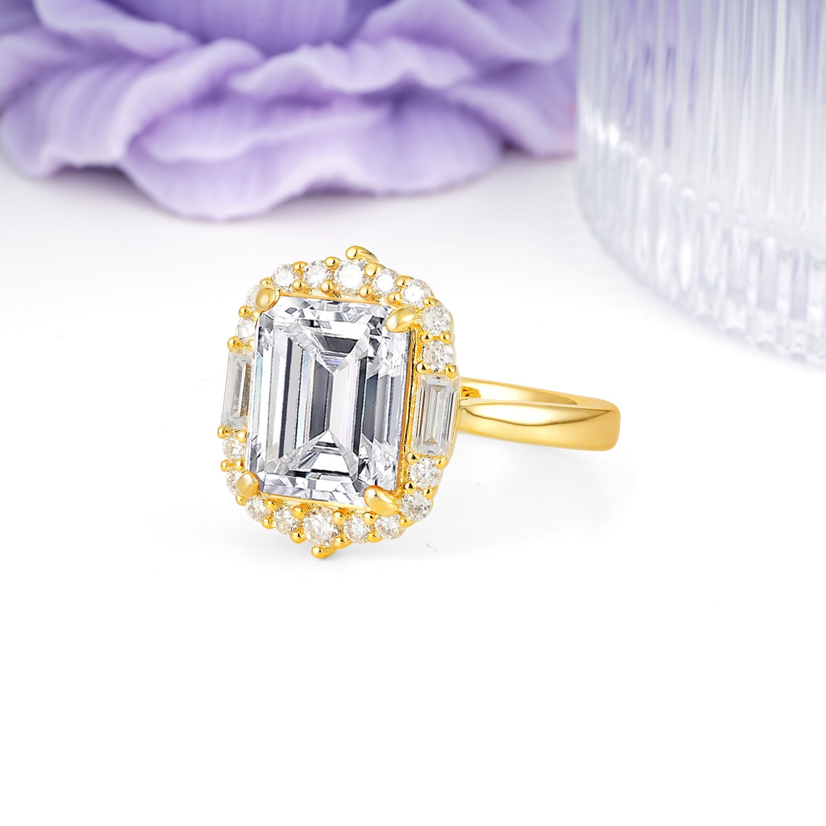 Unique & Classic 4-Prong Emerald Cut Lab Diamond Engagement Ring - Additional view