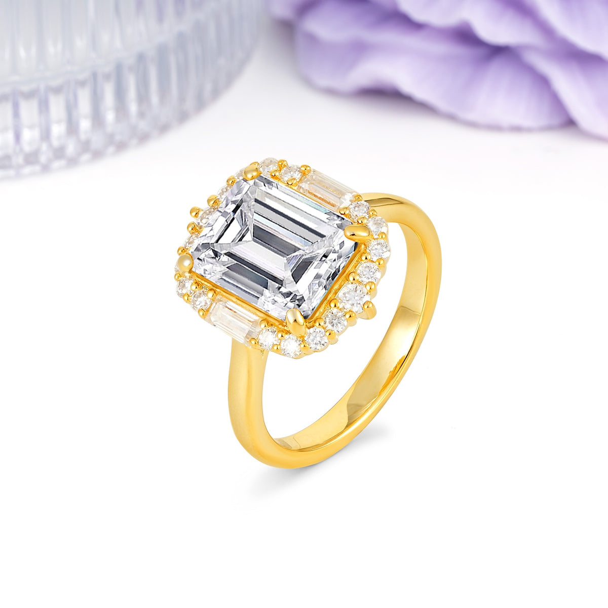 Unique & Classic 4-Prong Emerald Cut Lab Diamond Engagement Ring - Additional view