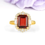 Unique & Classic 4-Prong Emerald Cut Garnet Engagement Ring - Additional view