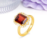 Unique & Classic 4-Prong Emerald Cut Garnet Engagement Ring - Additional view