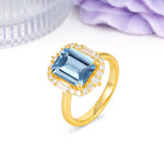Unique & Classic 4-Prong Emerald Cut Aquamarine Engagement Ring - Additional view