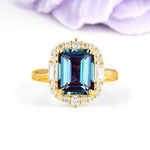 Unique & Classic 4-Prong Emerald Cut Alexandrite Engagement Ring - Additional view