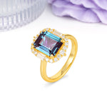 Unique & Classic 4-Prong Emerald Cut Alexandrite Engagement Ring - Additional view