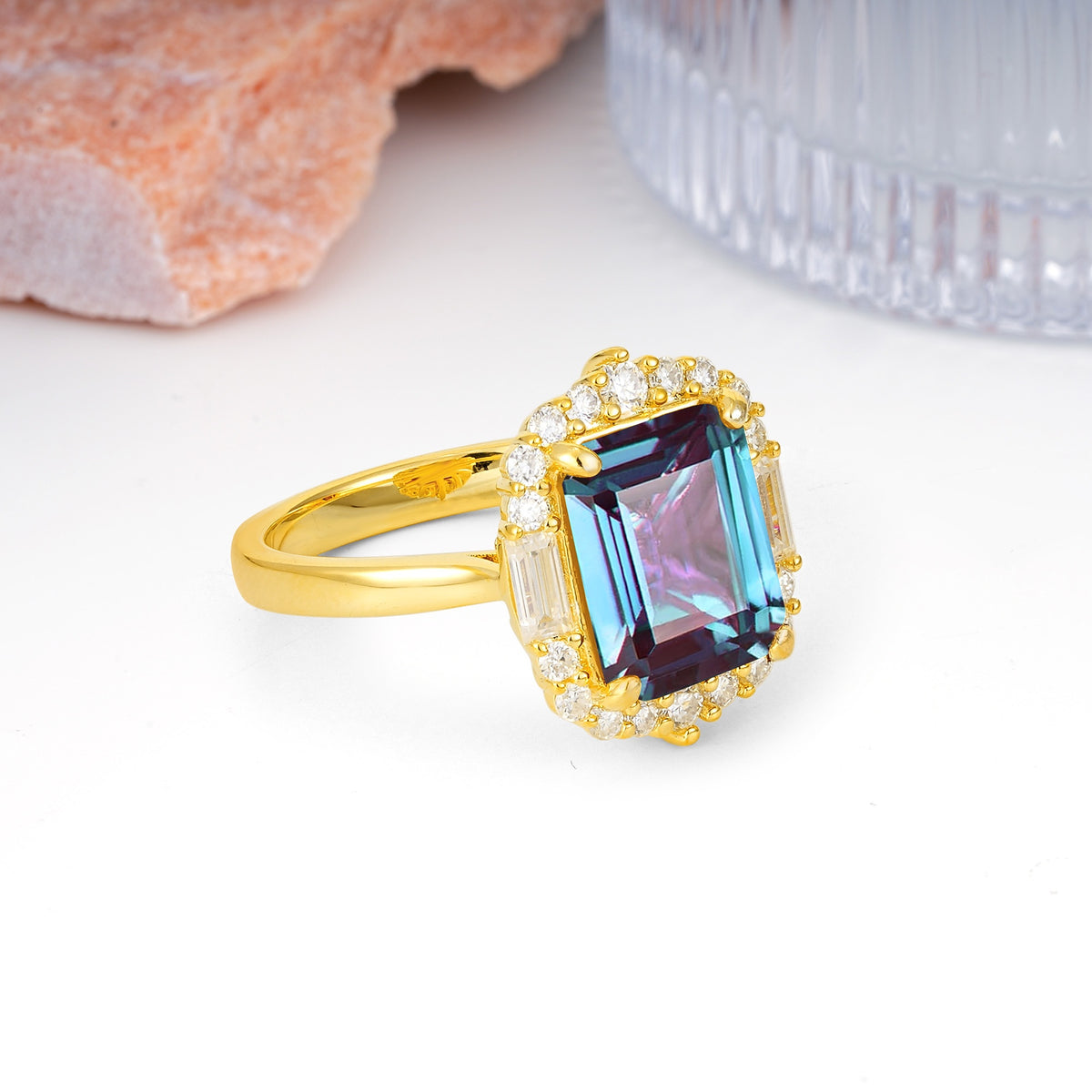 Unique & Classic 4-Prong Emerald Cut Alexandrite Engagement Ring - Additional view