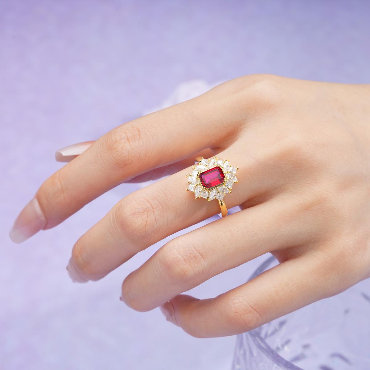 Unique & Classic 4-Prong Emerald Cut Ruby Engagement Ring
