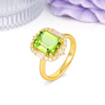 Unique & Classic 4-Prong Emerald Cut Peridot Engagement Ring - Additional view