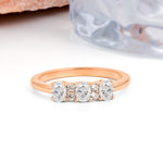 Unique Luxury 4 Prong Oval Cut Moissanite Three stones Wedding Ring - Additional view
